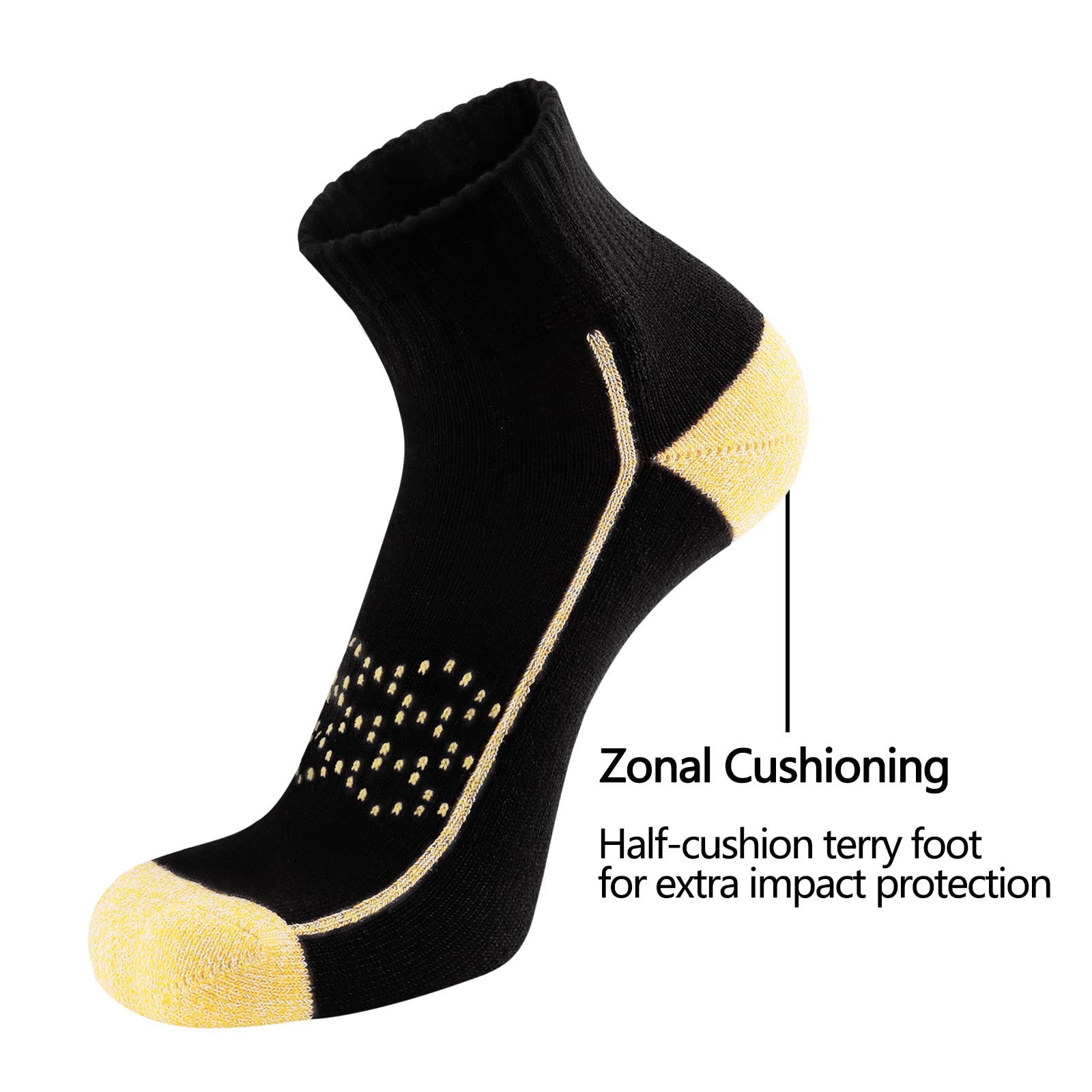 Hepsibah Calcetines deportivos de algodón grueso acolchado de corte bajo para mujer, paquete de 6