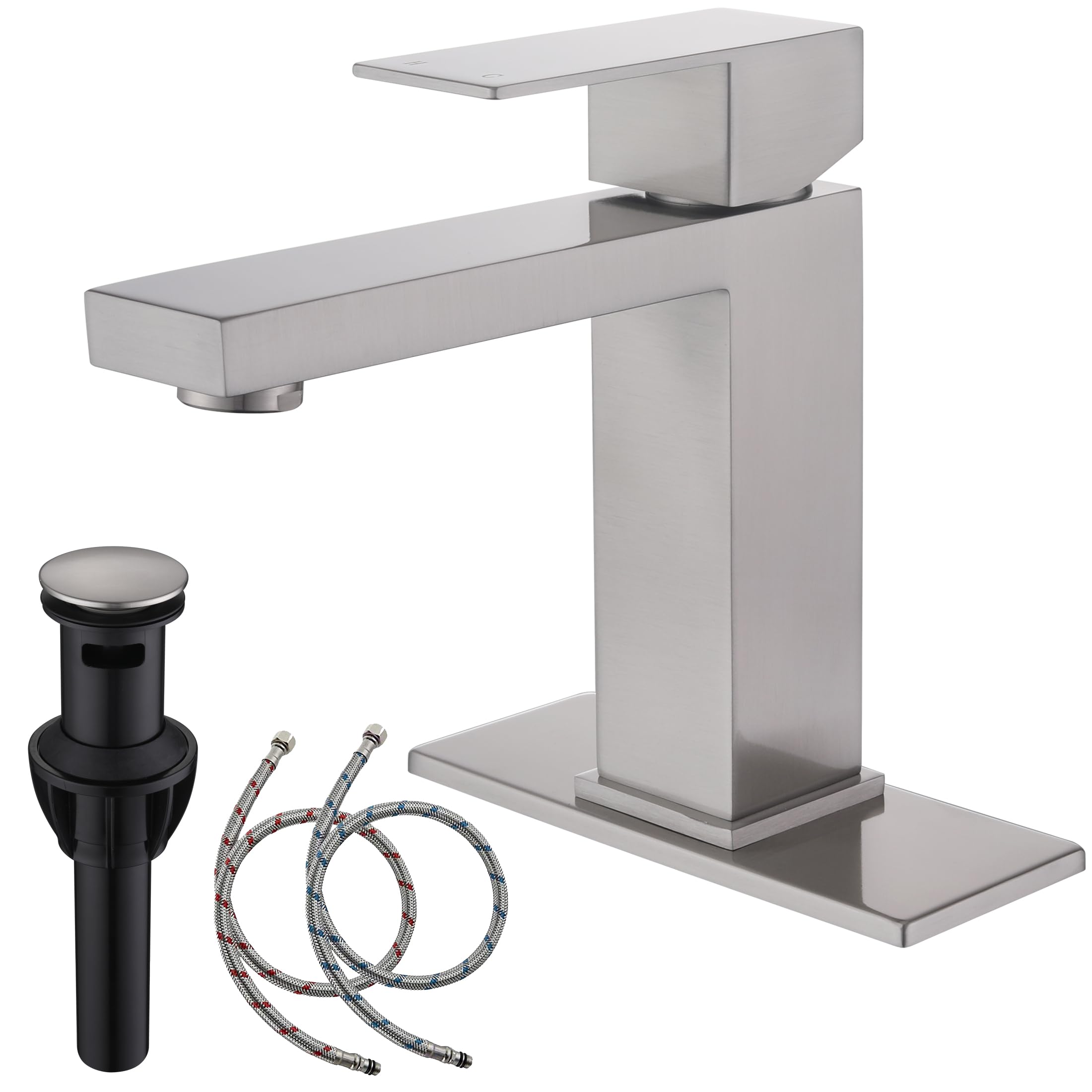 AmirLans Single Hole Brushed Nickel Bathroom Faucet