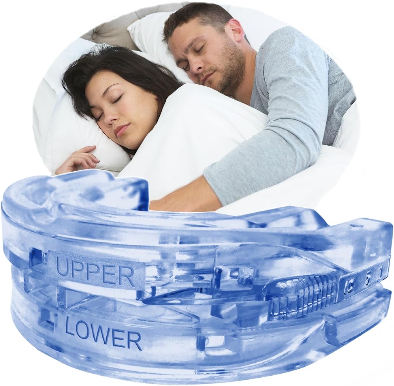 Schnarchschiene Verstellbare Aufbissschiene gegen Schnarchen und Knirschen - Anti Schnarch Schnarchstopper - Anti-Snoring Mouth Guard - Verbessert Schlafqualität (Mattblau mittel)