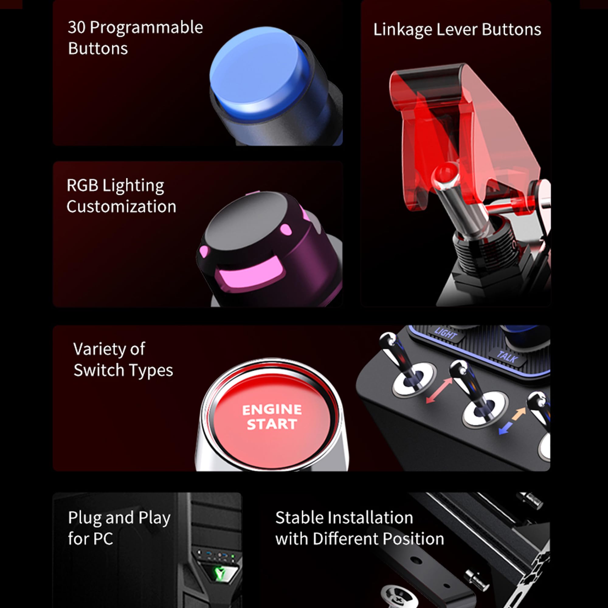 PXN CB1 Extender Programmable PC Control Box Cammand Panel per American Truck Simulator, European Truck Simulator 2