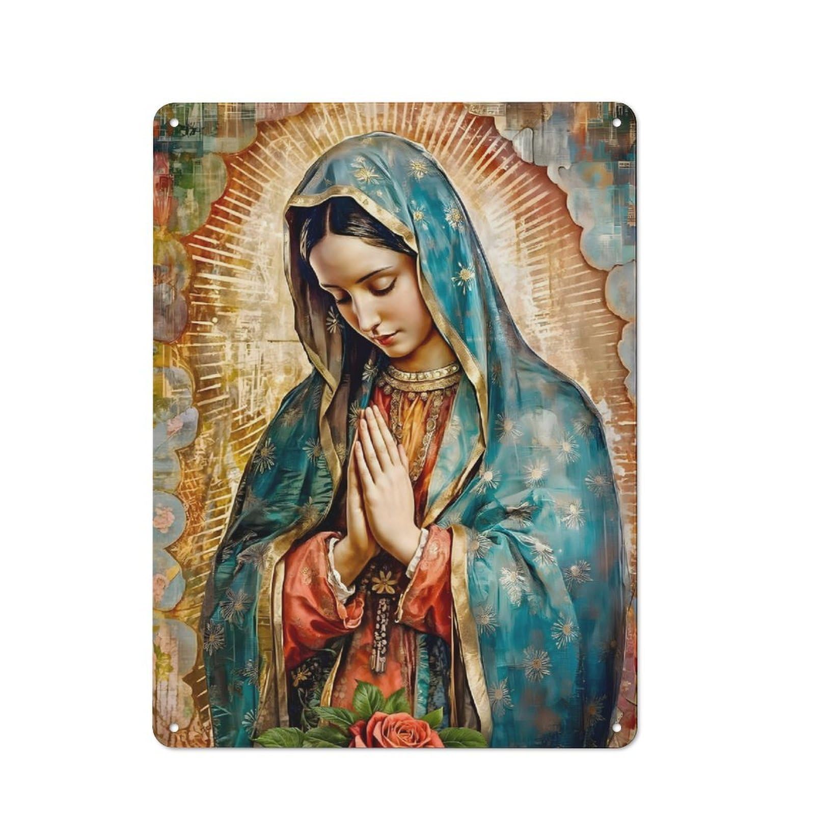 Virgin of Guadalupe Vintage Tin Sign 40x30cm, Country Style Bistro Wall Plaque for Bakery, Diner, Cafe Or Family Room