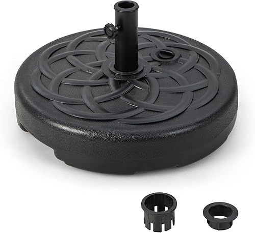 Tangkula Soporte de base de paraguas rellenable, relleno de agua y arena, soporte de peso resistente para sombrilla de patio de 1.5 a 1.9 pulgadas,