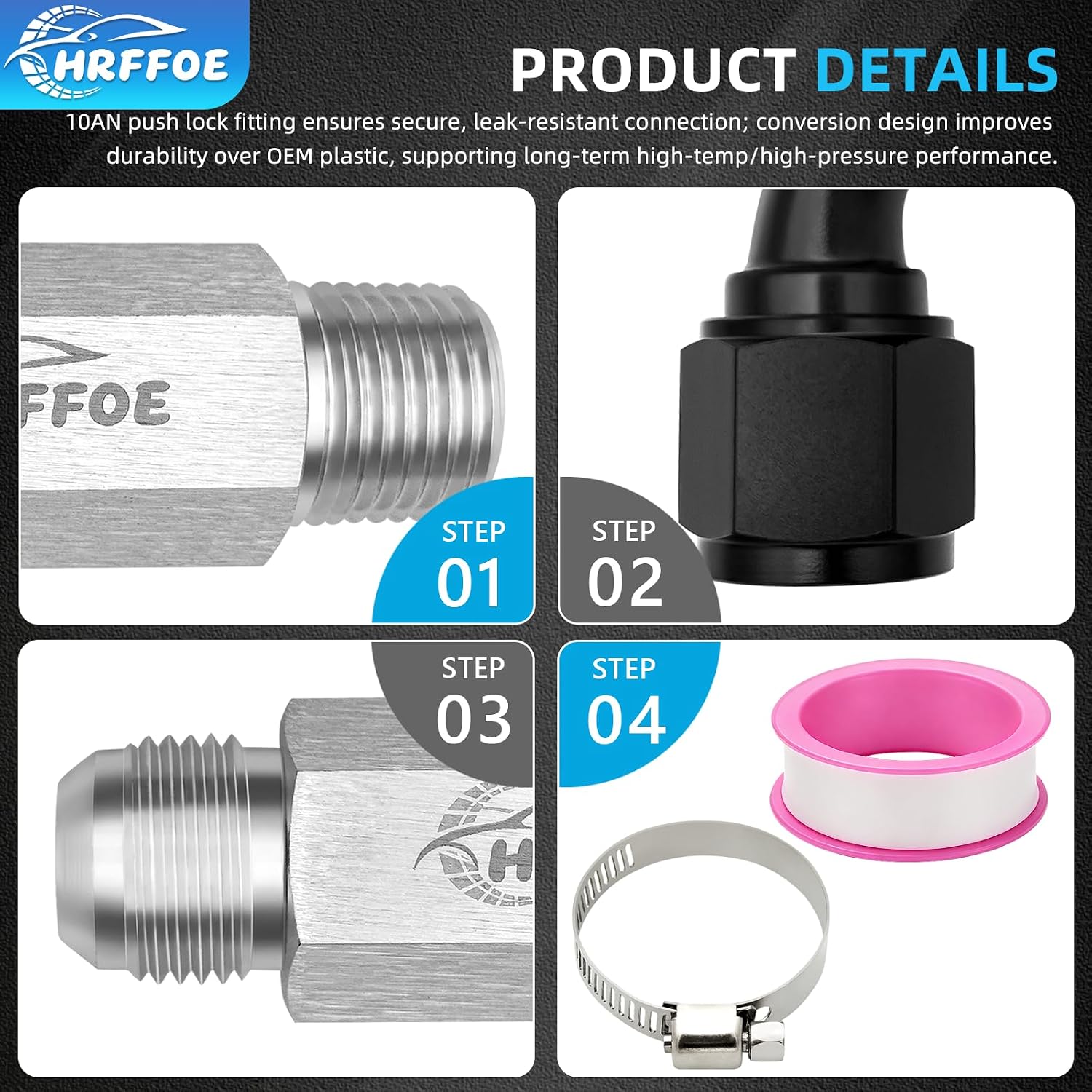 Upgraded Top Heater Hose Compatible with Dodge Ram 6.7L Cummins 2007.5+, 10AN Push Lock Fitting, Quick Disconnect Delete, Replace 52014739AG 55056711AC 55056966AA 68005253AA