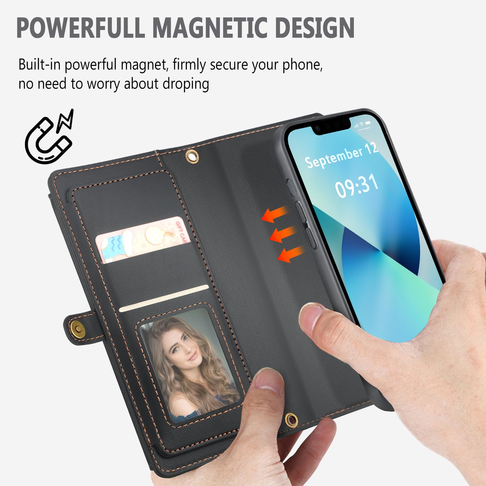MagSafe Hülle Für IPhone 13 Pro Max – Mit Abnehmbarem Kartenhalter, RFID-Schutz & Ständer, Stoßfest, Blau