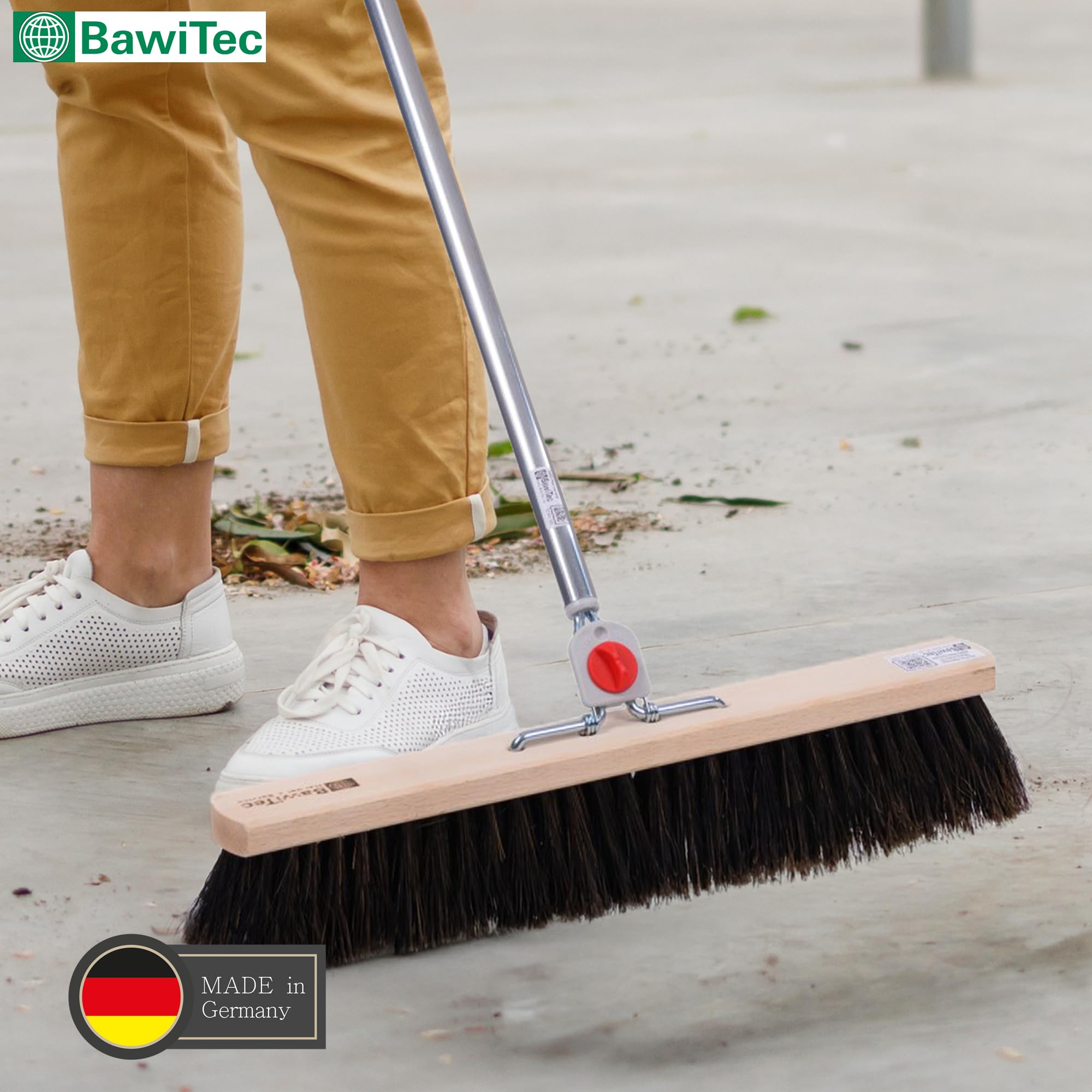 Straßenbesen Arenga Borsten Besen 40cm mit 4-Loch-System Stiel Alustiel