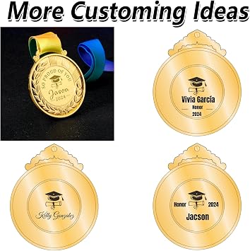Class of 2025 Graduation Gifts for Her Him Personalized Medals for Awards Congrats Grad Senior High School College Masters Phd Graduation Cap So Proud of You Academic Medals
