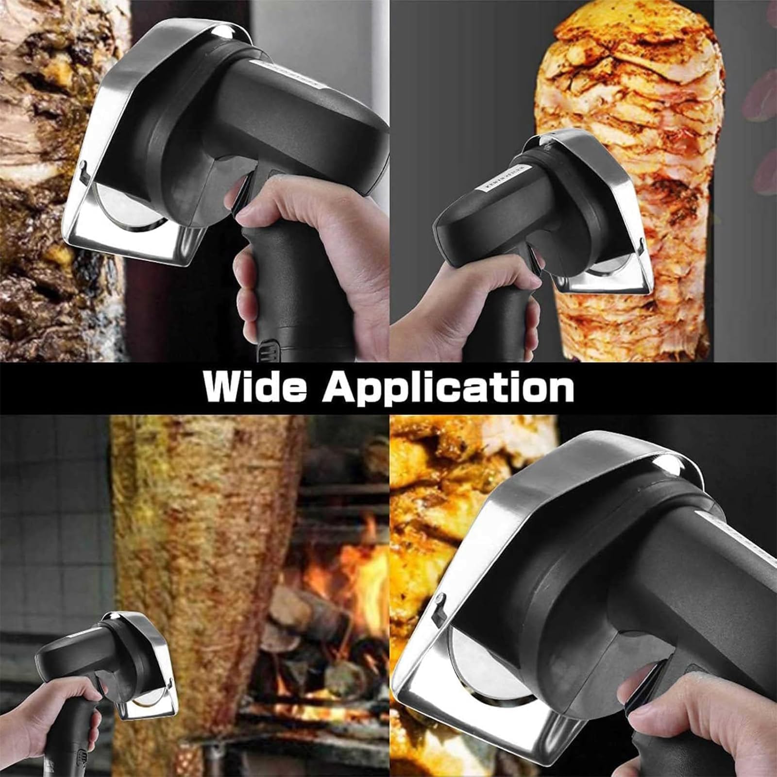 Coupe-viande électrique professionnel en acier inoxydable - Trancheuse à kebab de qualité professionnelle (épaisseur réglable de 0 à 8 mm, faible bruit, facile à démonter, pour la maison et les