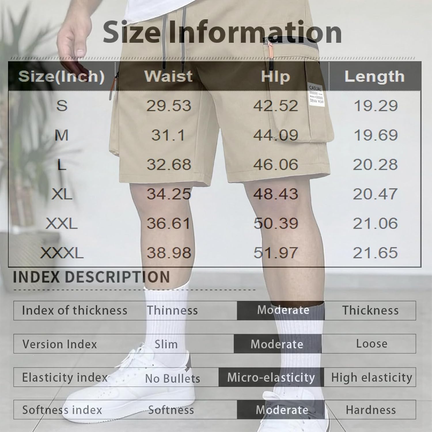 lcyhony Mens Cargo Shorts Big and Tall Elastic Waist Bermuda Athletic Shorts Summer Stretch Casual Shorts with Zipper Pockets