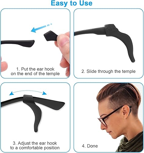 Miniatura 4 de 12 pares de agarraderas para las orejas, soporte antideslizante para gafas, gancho de silicona de alta calidad