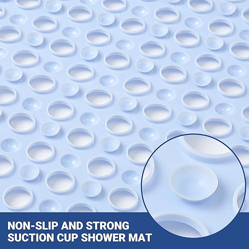 Miniatura 15 de Tapete antideslizante para bañera y ducha de 31 x 17 pulgadas, tapete de baño con orificios de drenaje de secado rápido y ventosas, tapete de baño