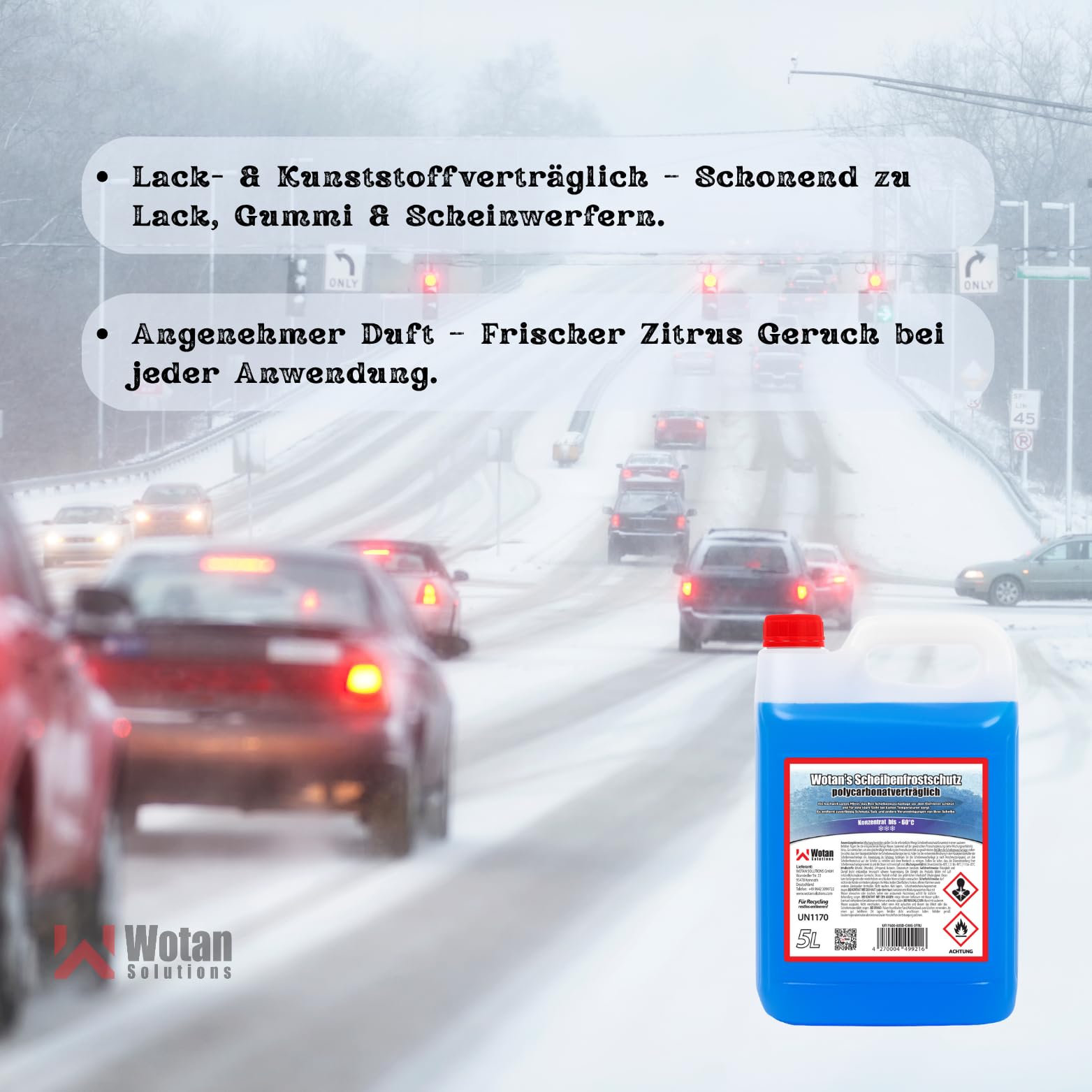 Wotan's 25 Liter Scheibenfrostschutz - 60 Grad | Frostschutz Konzentrat für die Auto Scheibenwaschanlage | Scheibenfrostschutz Konzentrat 25L (5 x 5L) | Frostschutzmittel Scheibenwaschanlage