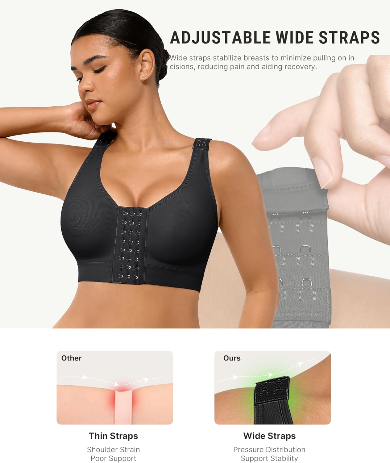 FeelinGirl Mastectomy Bras for Women Compression Post Op Surgery Bra Front Closure Surgical Recovery Everyday Bra