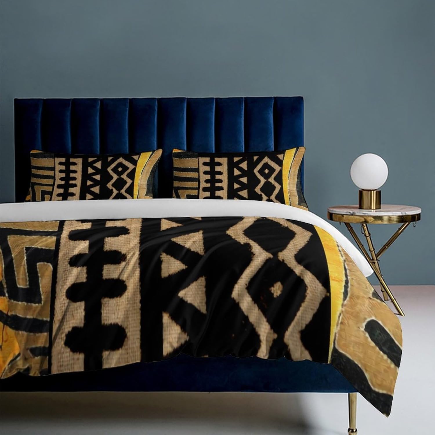 Contemporary African Mud Cloth Print Pattern Thickened Bedding Three Piece Set, Including Duvet Cover and Pillowcase 90"x90"