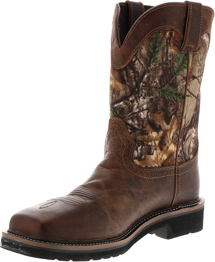 justin camo steel toe boots