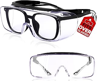 Safety Glasses Fit Over Prescription Eyeglasses, ANSI Z87 Certified,Anti-Fog Eye Protection for Men and Women.