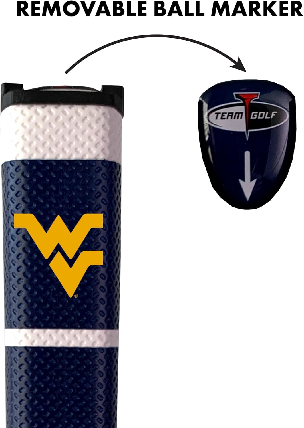 Team Golf NCAA Golf Putter Grip with Removable Gel Top Ball Marker, Durable Wide Grip & Easy to Control
