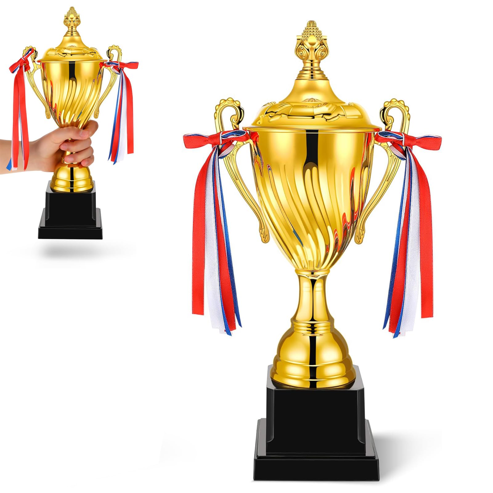KASTWAVE 14 Inch Trophy Cup, 2 Pcs Large Trophy Winner Trophy Award for Sports Soccer Football Basketball League Match Other Team Tournaments Competitions Xmas Party Game Favors
