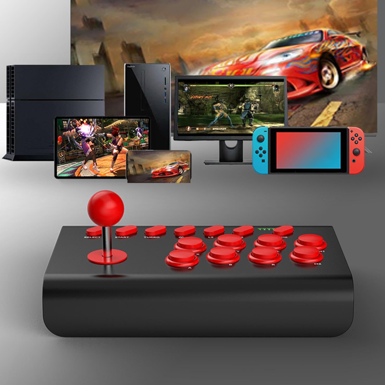 Joystick Arcade Fight Stick | Joystick di Combattimento per Giochi Arcade | con Funzioni Turbo/Macro | Joystick Arcade Nostalgico Universale per PC E Console di retrò [video game] [video game]