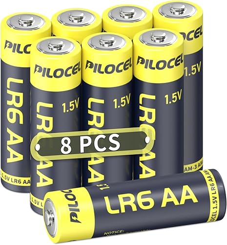 PILOCEL Paquete de 8 pilas AA alcalinas doble A, batería LR6 de alta capacidad de larga duración, duración de 10 años de vida personal para PC Mouse