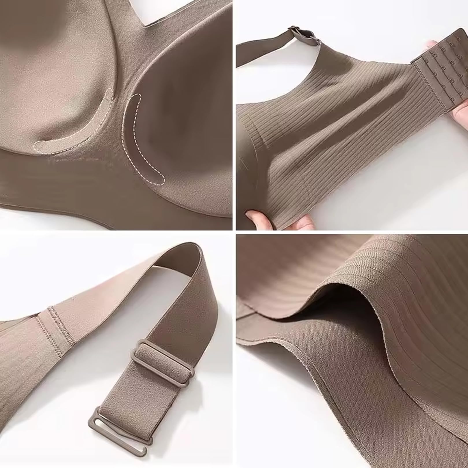 Lot de 2 Soutiens Gorge Classiques Bralette Femme sans Armature Grande Taille Soutien Gorgé Remonte Poitrine Comfit Push Up Bra Non Rembourré Brassière Bretelles Larges Réglables sous Vetements - 5