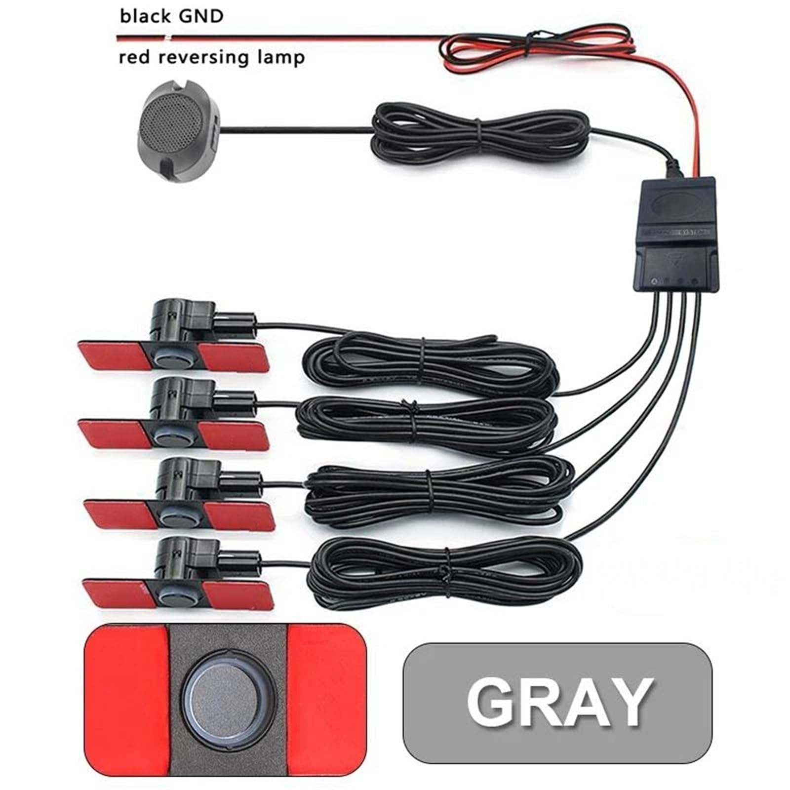 Sensor Estacionamiento PDC Sensor aparcamiento coches asistente Parktronics 4 negro/plata/blanco 13mm sensores planos Radar inverso sonido zumbador alarma sensores aparcamiento(Gray sensors)
