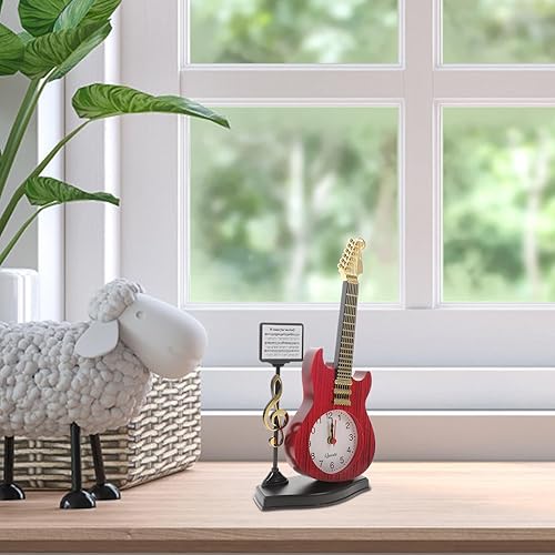 Miniatura 7 de Reloj despertador de guitarra Reloj de pared musical Reloj de guitarra Reloj de notas musicales de vacaciones Reloj musical de repisa musical Reloj