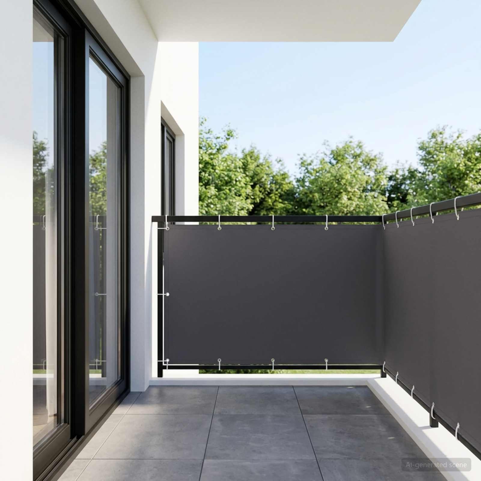 Gecheer Balkon Sichtschutz 1,2 x 15 m Stoff mit PU-Beschichtung, Balkon Sichtschutz Balkonbespannung Balkonabdeckung für Kleinbalkon Garten Loggia42036759
