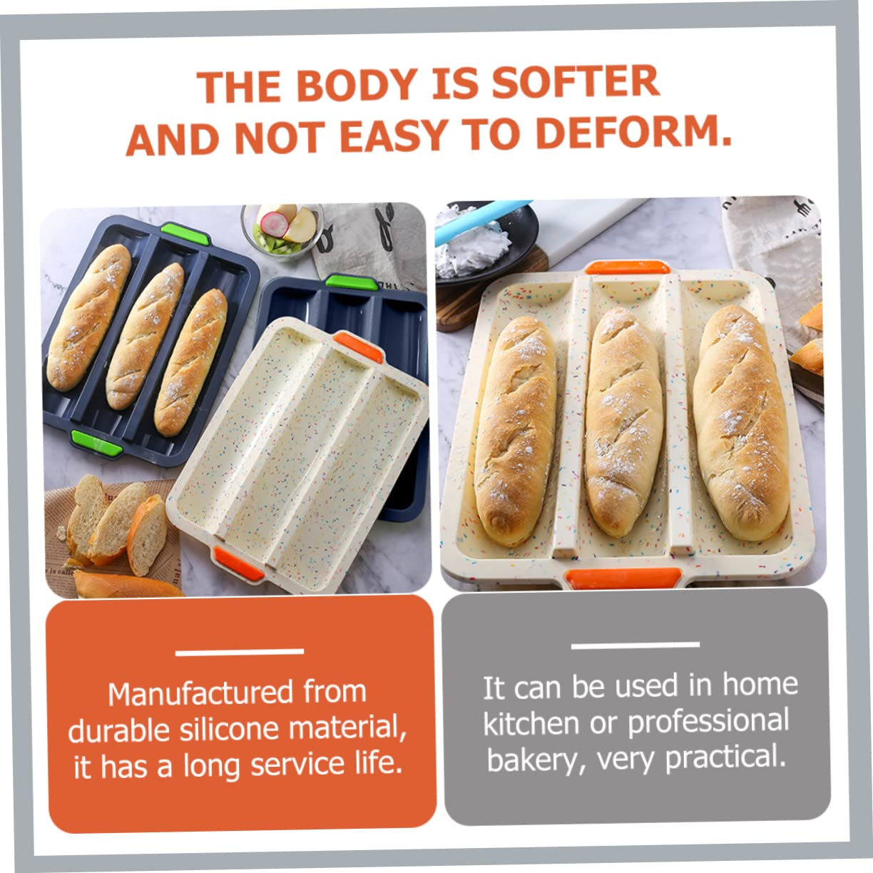 Ciieeo Bread Crisping Tray French Bread Silicone 3 Slots Loaf Pan Easy to Clean for Homemade Baking