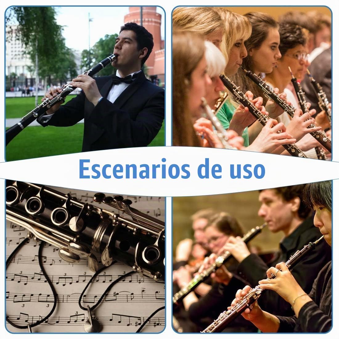 EIHI 2pc paños de limpieza para clarinete, paños de limpieza para saxofón con 16pc juego de hisopos de boquilla para limpiar cuellos, mástiles y cuerpos de instrumentos