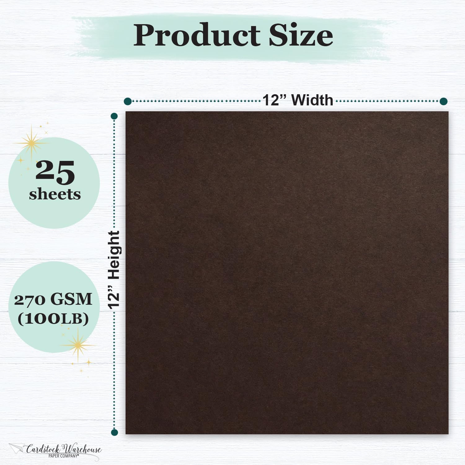 Cardstock Warehouse Pop-Tone Hot Fudge Brown Cardstock Paper – 25 Sheets, 12 x 12" - 100 lb / 270 GSM Premium Brown Card Stock for Die-cutting, Crafts, Scrapbooking, Card Making and DIY Projects