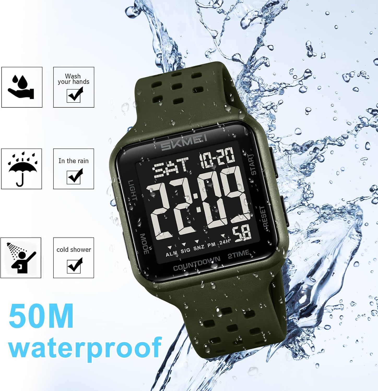 SKMEI Men's Sports Digital Watches Military Multifunction Watches for Women with Waterproof Alarm Dual Time Zones Stopwatch