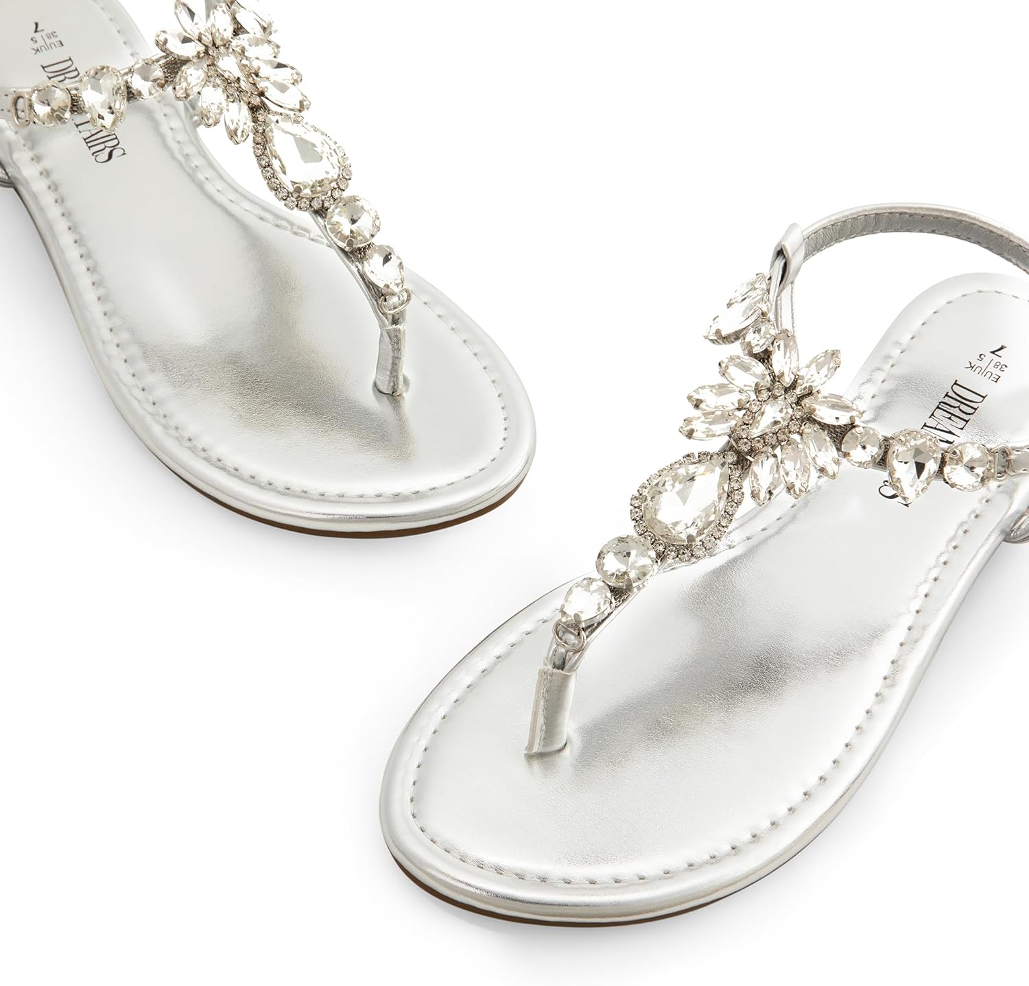 DREAM PAIRS Flat Sandals for Women Dressy Rhinestone T-Strap Thong Flat Sandals for Summers Dress Beach - Image 5