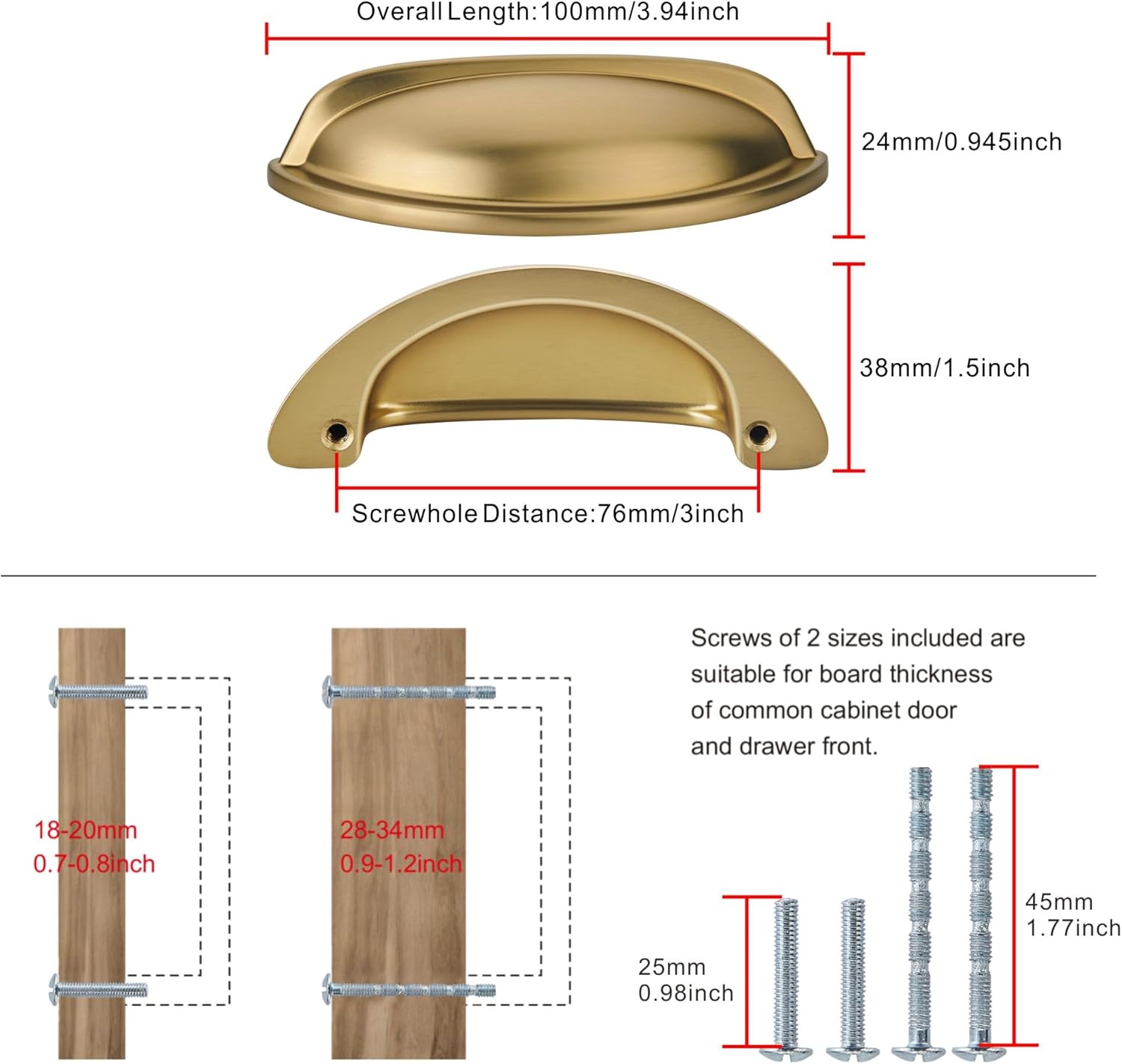 10 Pack 3" Drawer Pulls Champagne Bronze Cabinet Cup Pulls Kitchen Hardware Cabinet Handles Drawer Handles Knobs 3 inch Hole Center