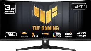 Amazon.com: ASUS TUF Gaming 34” Ultra-Wide Curved Monitor (VG34VQ3B ...