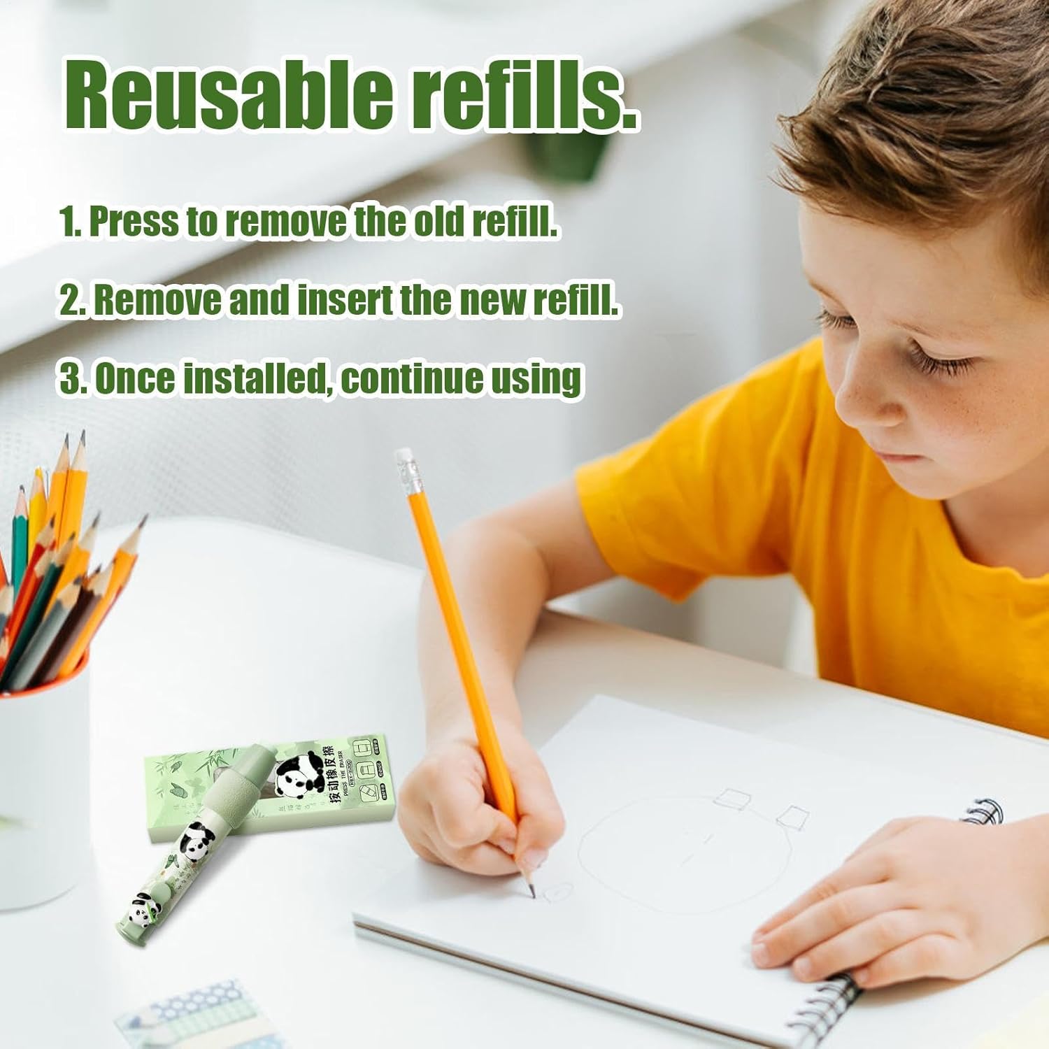 Erasers for School, Click Erasers Retractable, Stationery Supplies Without Damaging Paper for Friends Youth Students Teens Girls Son Daughter