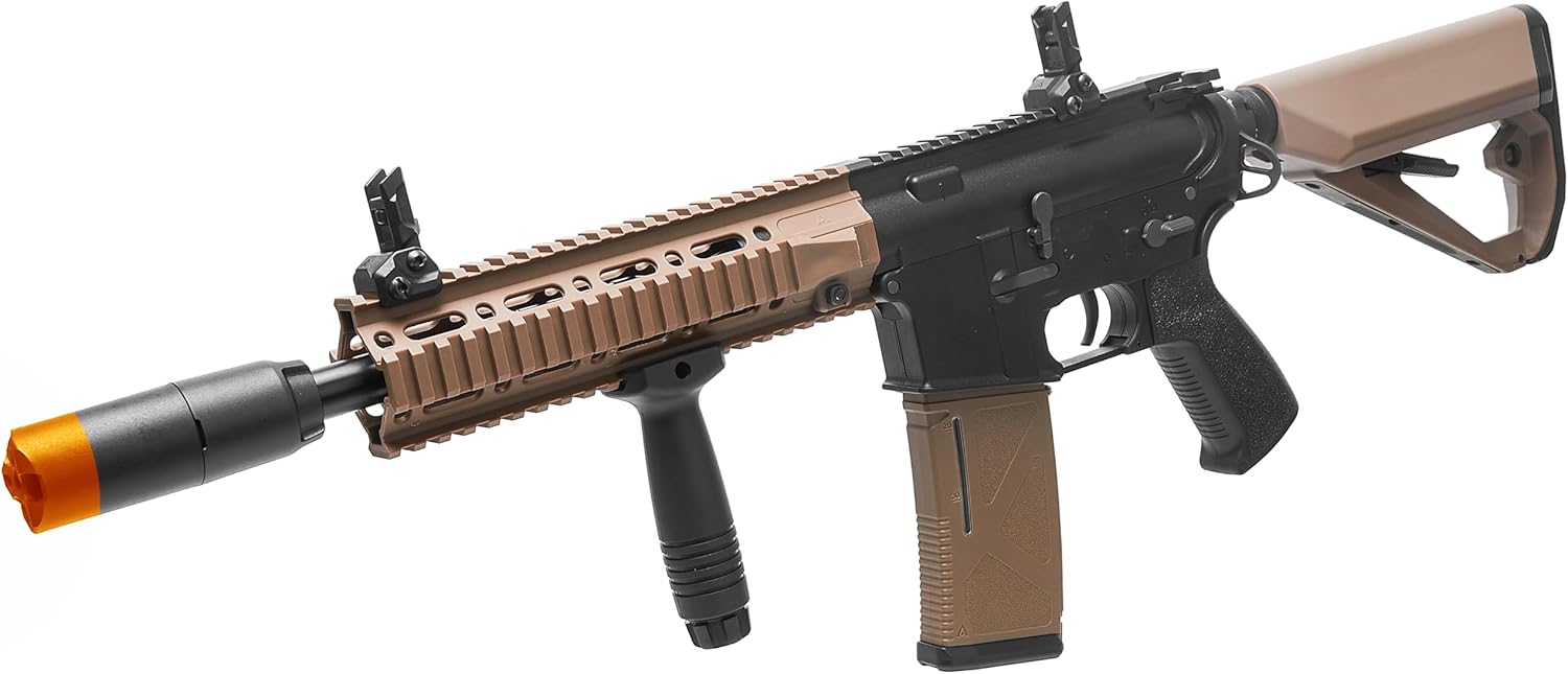 Arcturus Tactical LWT MK-II CQB 10" Polymer- Electric Full/Semi-Auto/2rd-Burst/3rd-Burst/Binary/Ramping Airsoft AEG Sport SE Starter Pack Black-Tan with Battery and Charger