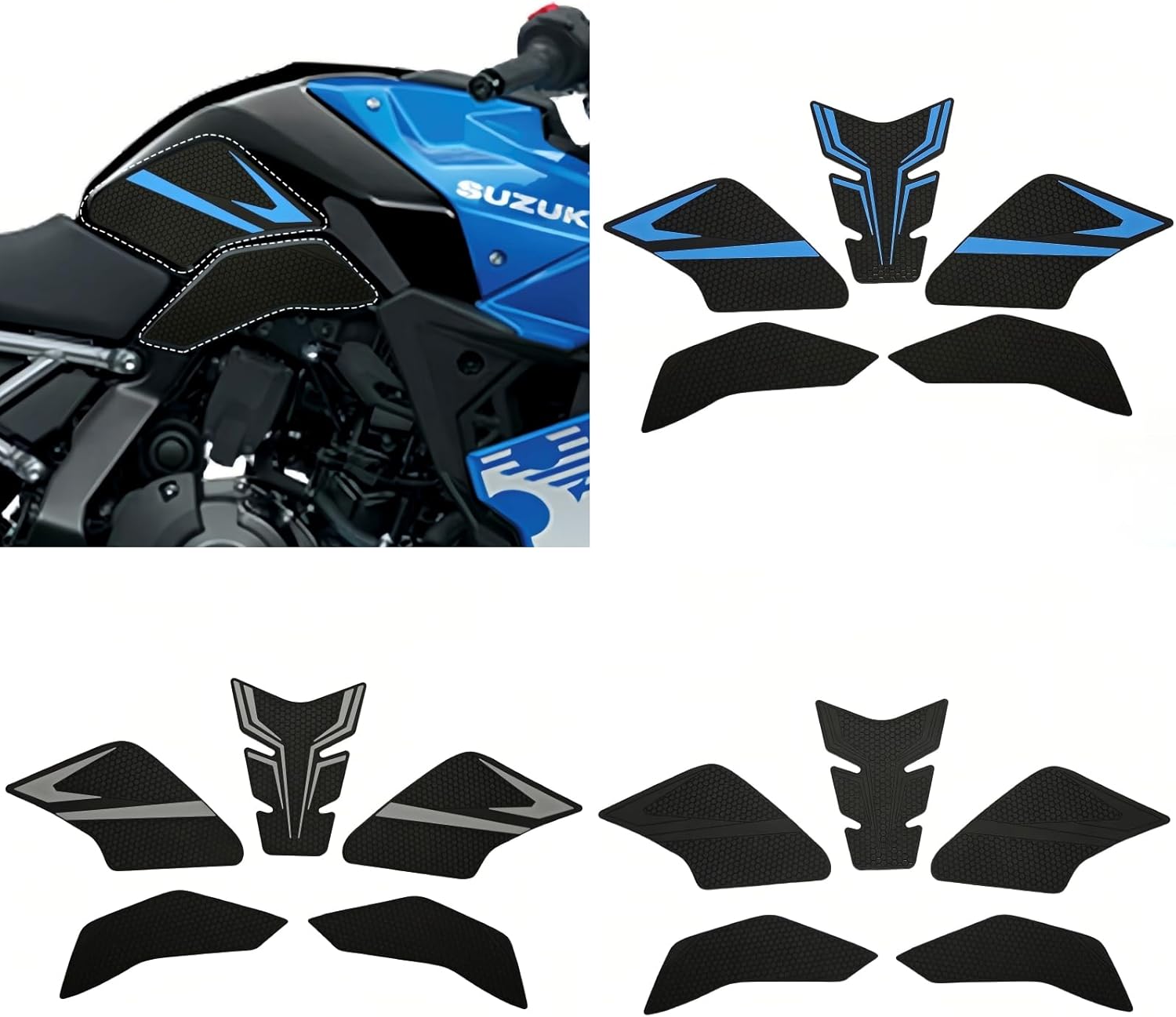 Tank Pad for Suzuki GSX8S GSX-8R GSX 8S 8R 2023-2025 Motorcycle Gas Tank Protector Fuel Tank Sticker Accessories (Black)