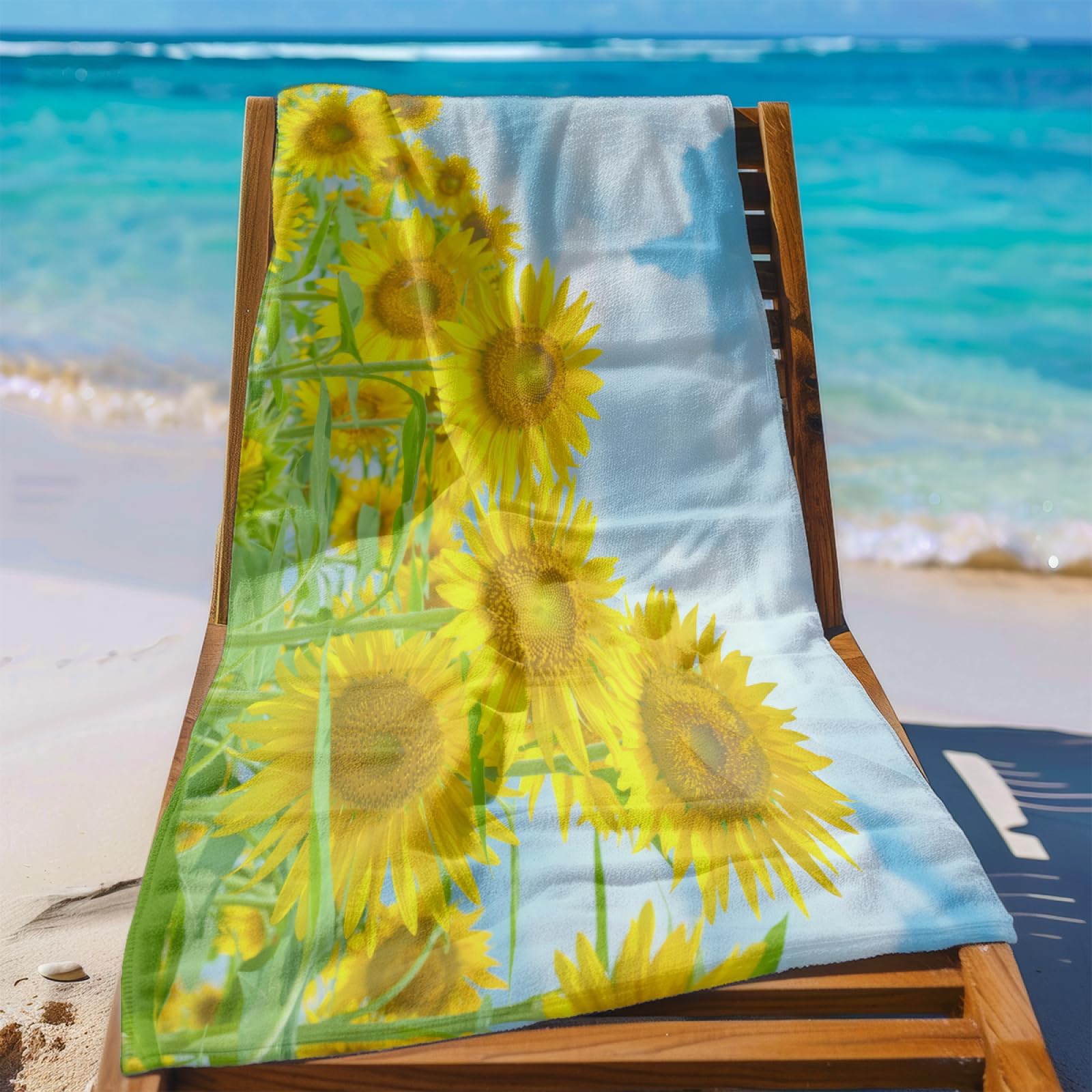 Strandtuch Hellblau Gelb Mikrofaser Handtuch Tragbar Handtücher Groß Badetuch Sand Proof Badehandtuch Groß Ultraleicht Strandtuch XXL Schnelltrocknend Strandhandtuch Beach Towel 200x220cm