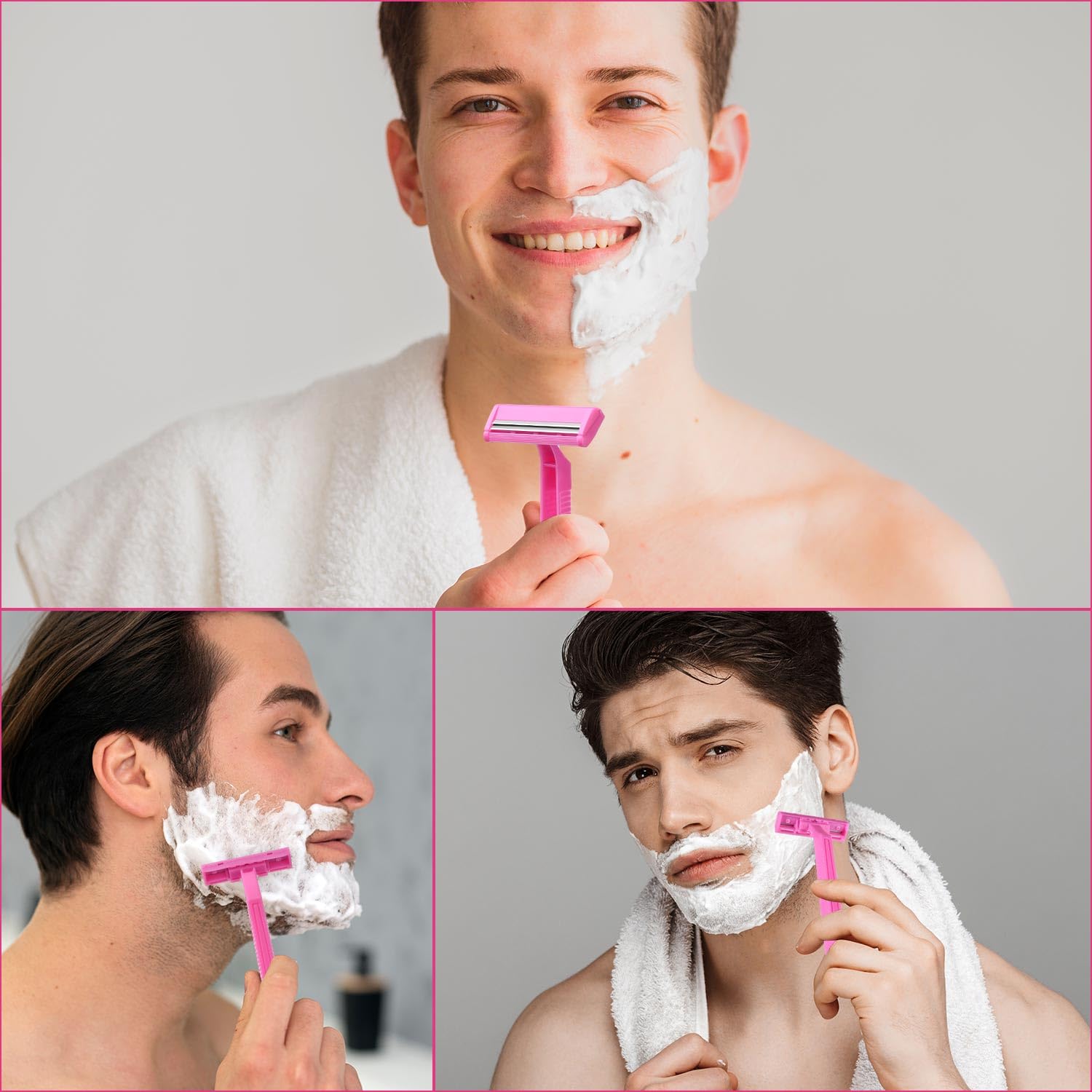 30 Stück Damen Einwegrasierer, Doppelklinge | Rosa Damenrasierer zum Rasieren, Edelstahl, für Männer und Frauen, Hochzeit, Camping, Reisen, Zuhause