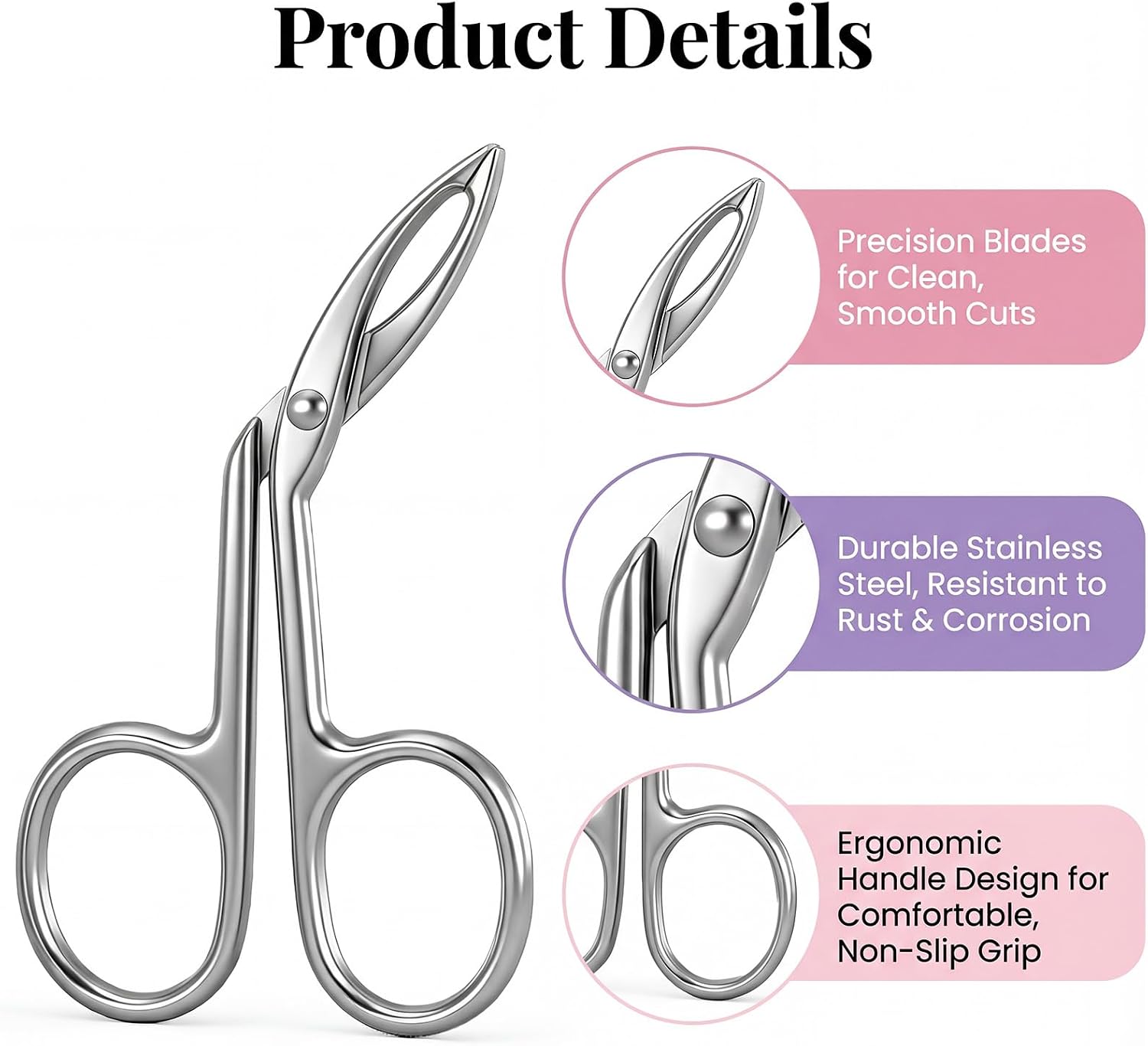 2Pcs Eyebrow Tweezers Scissor Precision Stainless Steel Flat Straight Tip Eyebrow Facial Remover for Hair Plucker Women and Men Facial Hair (Black&Silver)