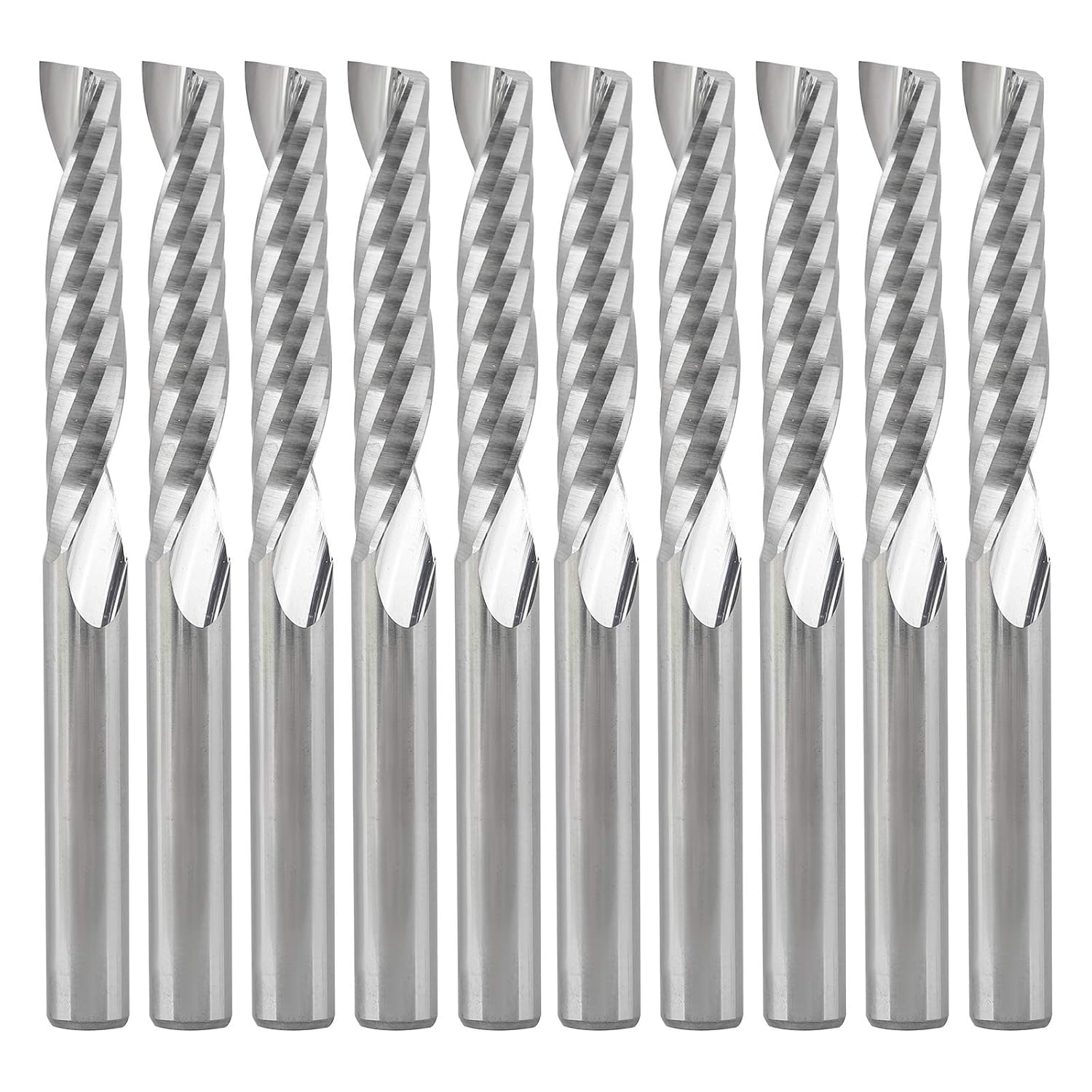 Set di 10 punte per fresa CNC con gambo da 0,4 cm, 1 scanalatura, in carburo solido, fresa a spirale, per acrilico, PVC, MDF, incisione, intaglio