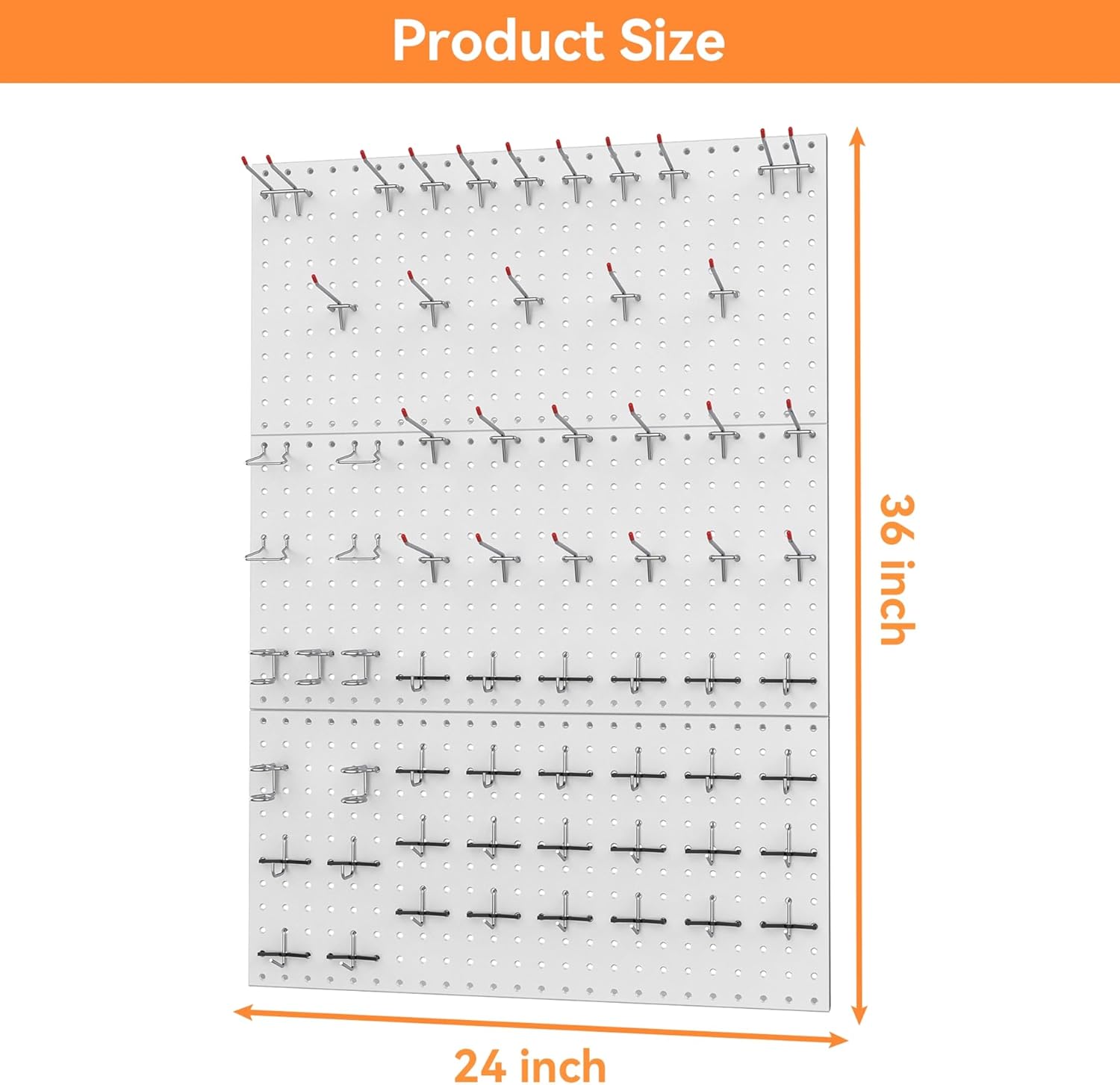 WALMANN 96 PCS Metal Pegboard with Pegboard Hooks, Garage Wall Tools Storage Pegboard for Garage, Workbench, Peg Boards, Tool Organizer Board and Hooks(Grey)