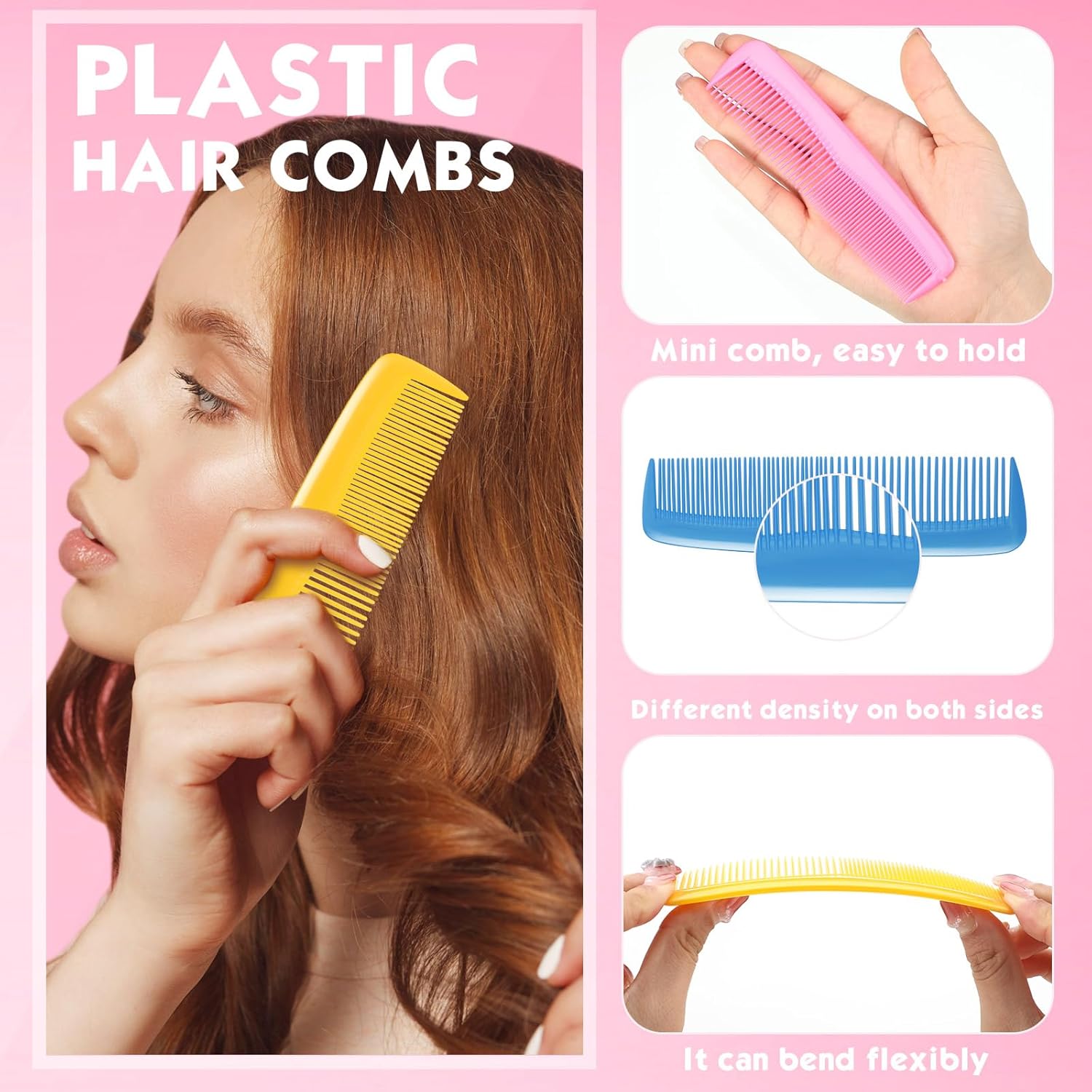 Gerrii 112 Pcs Mini Wet Hair Brush Hair Combs Set 56 Small Pocket Travel Detangler Hairbrush 56 Colorful Plastic Fine Wide Hair Combs Toddler Detangling Brushes Soft Bristles Bulk (Bright Color)