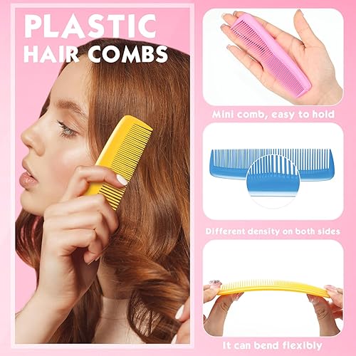 Miniatura 6 de Ziliny Juego de 28 mini cepillos de pelo húmedo coloridos para el cabello, 14 cepillos desenredantes de plástico para bebés, juego de 14 peines de