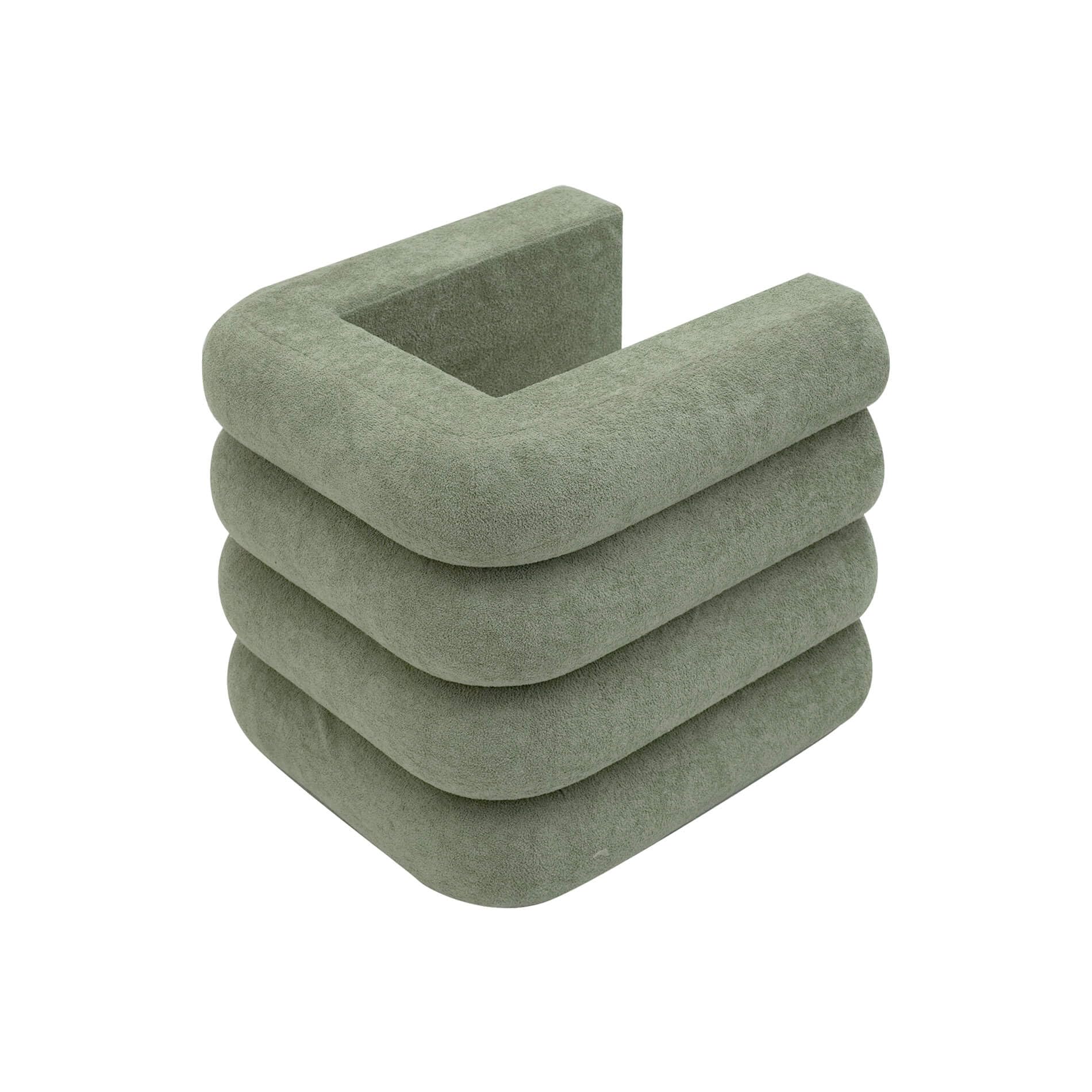 Rebecca Mobili Set 2 Moderne Fußstützen, Niedrige Pouf Hocker, Dunkelgrün, Polyesterstoff MDF, Wohnungsdekoration, für Sofa - Maße HxBxT: 40 x 38 x 40 cm - Art. RE7062