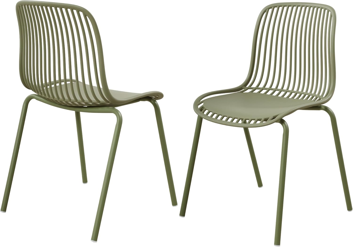 Christopher Knight Home Bentley Outdoor Dining Chairs Set of 2, Modern Patio Dining Chairs with Metal Frame and Weather Resistant Plastic Seat, Patio Armless Chairs for Garden Deck, Sage Green
