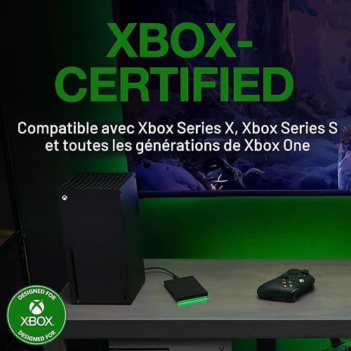 Seagate Game Drive for Xbox 4 To - Disque dur externe - HDD portable - USB 3.2 1re génération, noir, certifié Xbox, LED RVB, avec les services Rescue valables 3 ans (STKX4000402) - 3