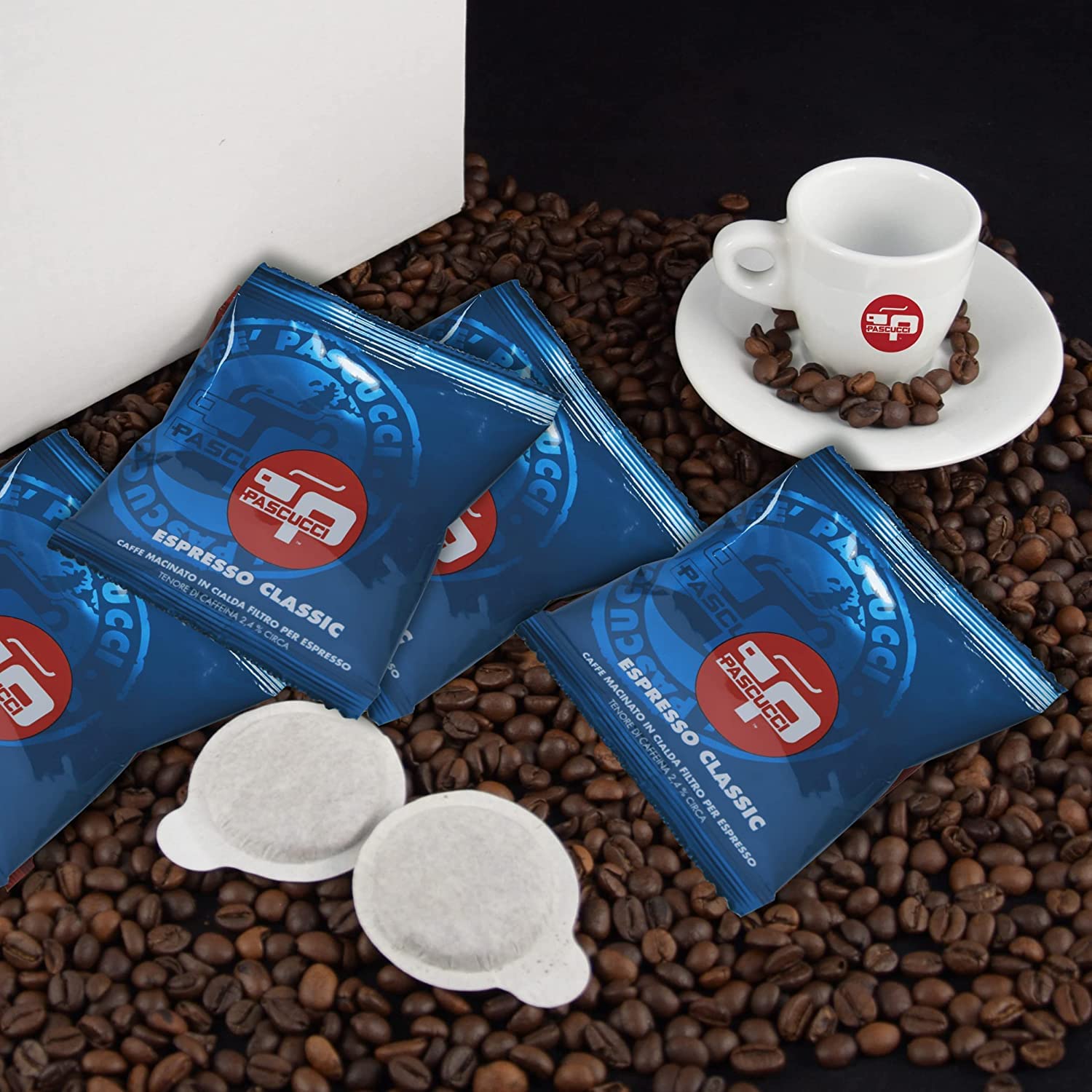 Caffè Pascucci | Caffè In Cialde Per Espresso Salva Aroma Miscela Classic Arabica Tostatura Chiara Cialde Carta Compostabili E Compatibili Su Ogni Macchinetta Ese 44 Confezione 100 Pezzi