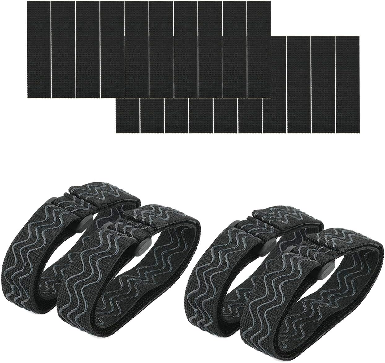 CM Anti-Slip Silicone Tape Elastic Adjustable Straps for High Knee Boots, 2 Pairs with 20 Pcs Hook and Loop Tape Sticker