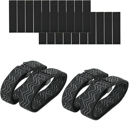 CM Anti-Slip Silicone Tape Elastic Adjustable Straps for High Knee Boots, 2 Pairs with 20 Pcs Hook and Loop Tape Sticker